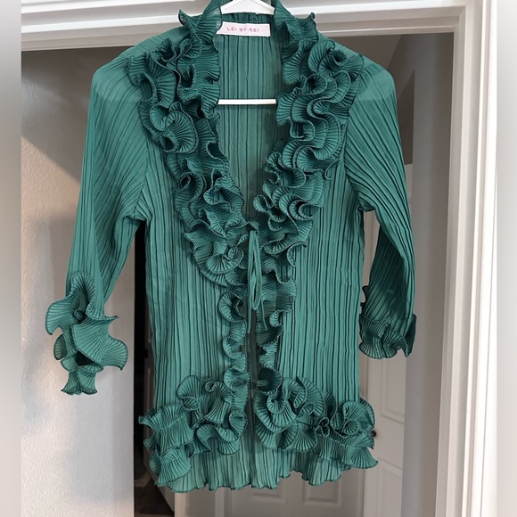 Green Ruffled Blouse - Picture 2 of 5